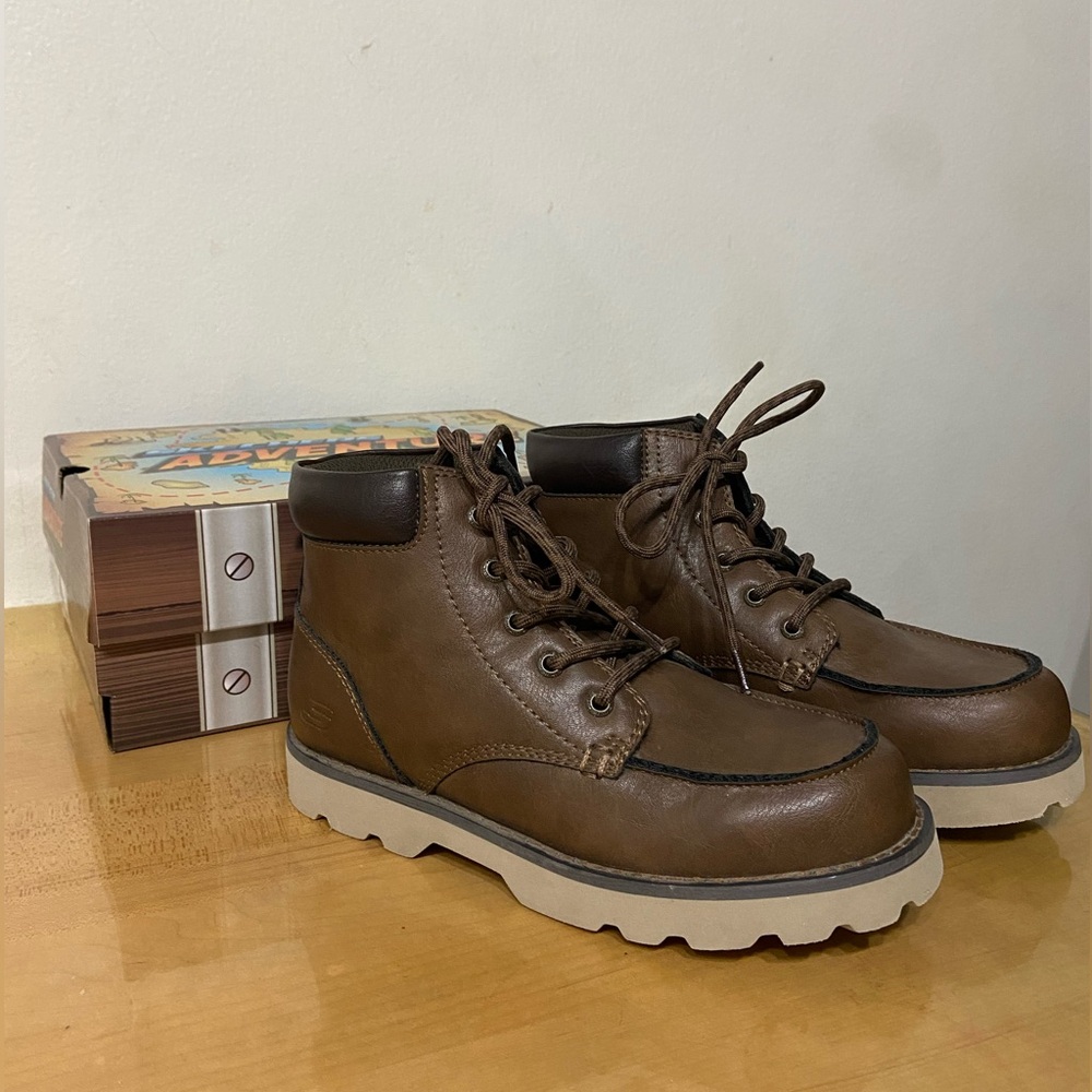 Skechers Adventure Boys Brown Leather Ankle Boots
